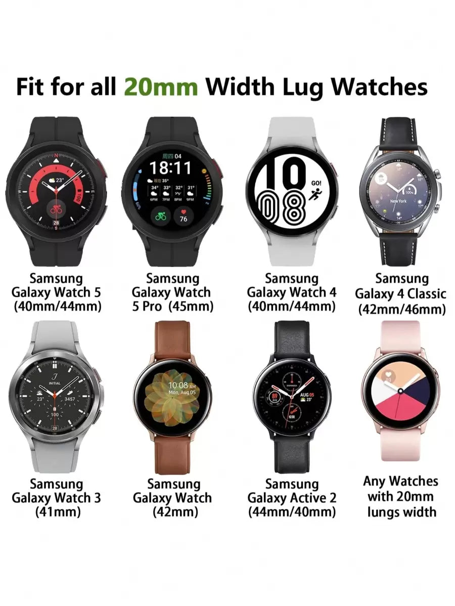 20mm dvobojna silikonska narukvica za sat sa cvetnim reljefom, kompatibilna sa Samsung Galaxy Watch 7 6 5 4 40mm 44mm/5 Pro/6 Classic 47mm/Watch 4 Classic/Active 2, 45mm/Watch 3/Watch 4 Classic 42mm 46mm Watch 6 47mm 43mm