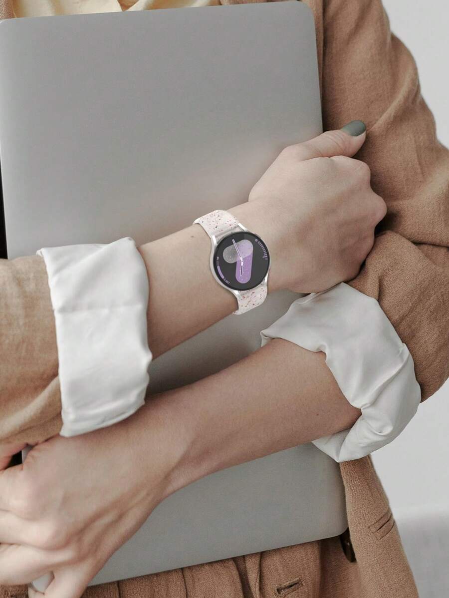 20mm dvobojna silikonska narukvica za sat sa cvetnim reljefom, kompatibilna sa Samsung Galaxy Watch 7 6 5 4 40mm 44mm/5 Pro/6 Classic 47mm/Watch 4 Classic/Active 2, 45mm/Watch 3/Watch 4 Classic 42mm 46mm Watch 6 47mm 43mm