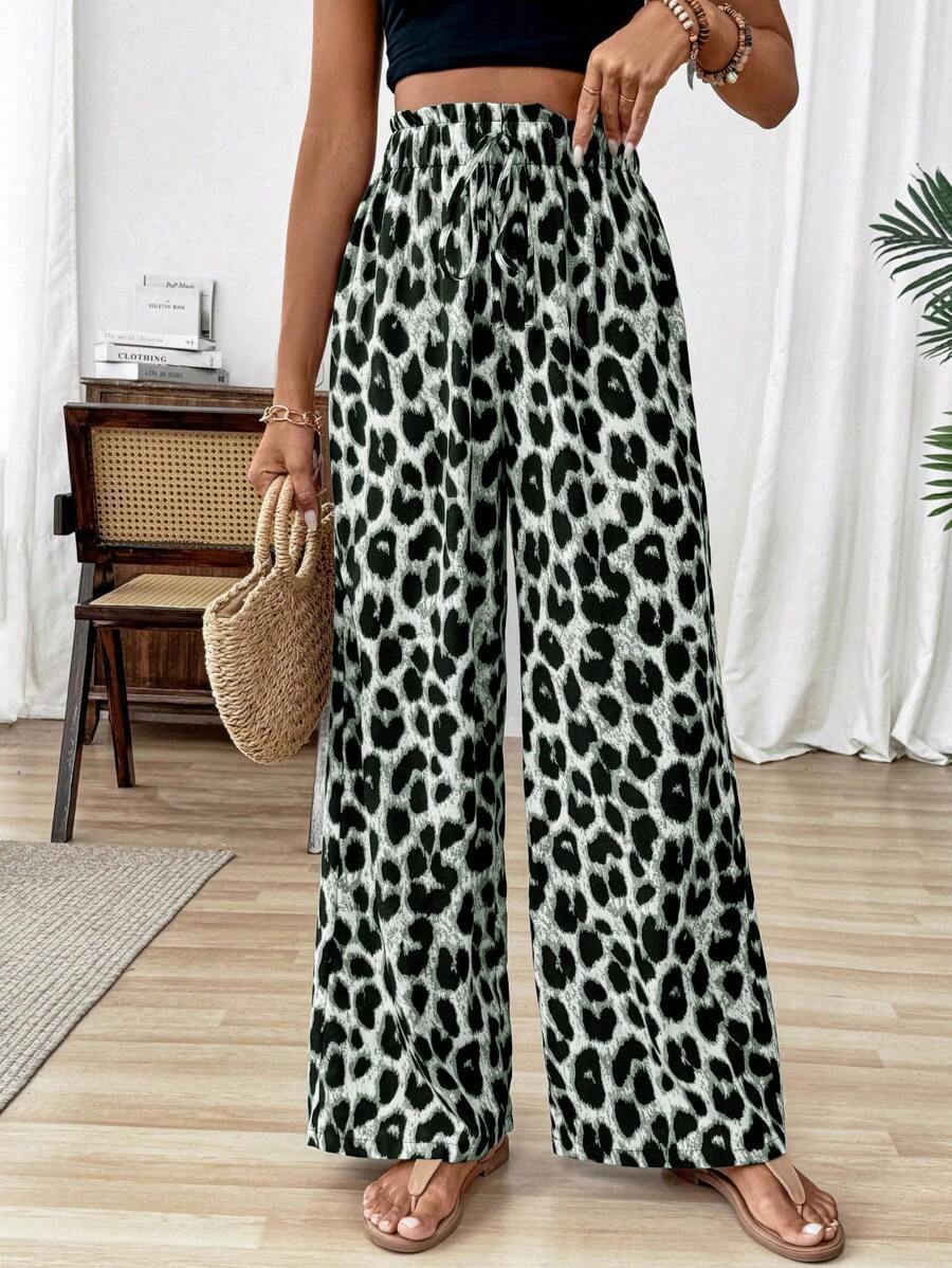 Ženske pantalone sa leopard printom, jesenja tkanina za žene
