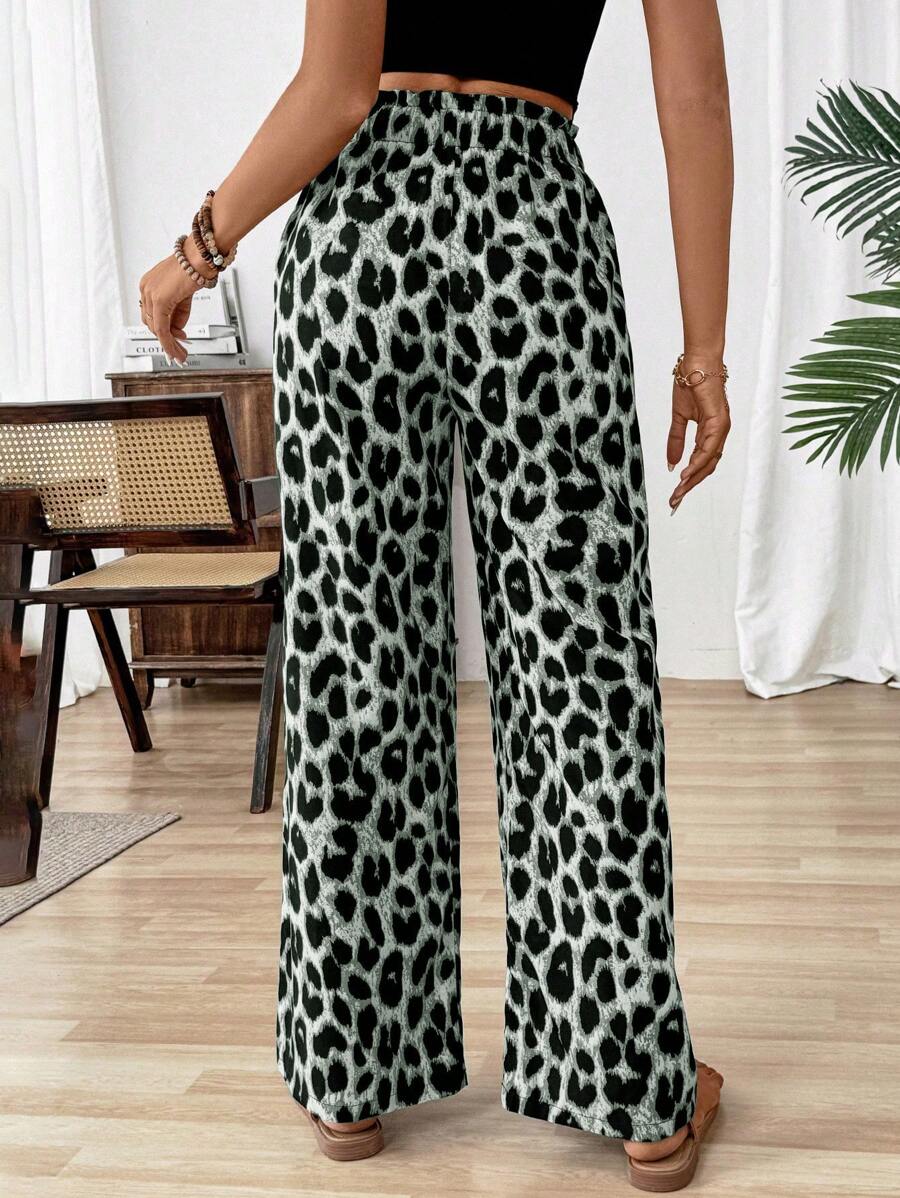 Ženske pantalone sa leopard printom, jesenja tkanina za žene