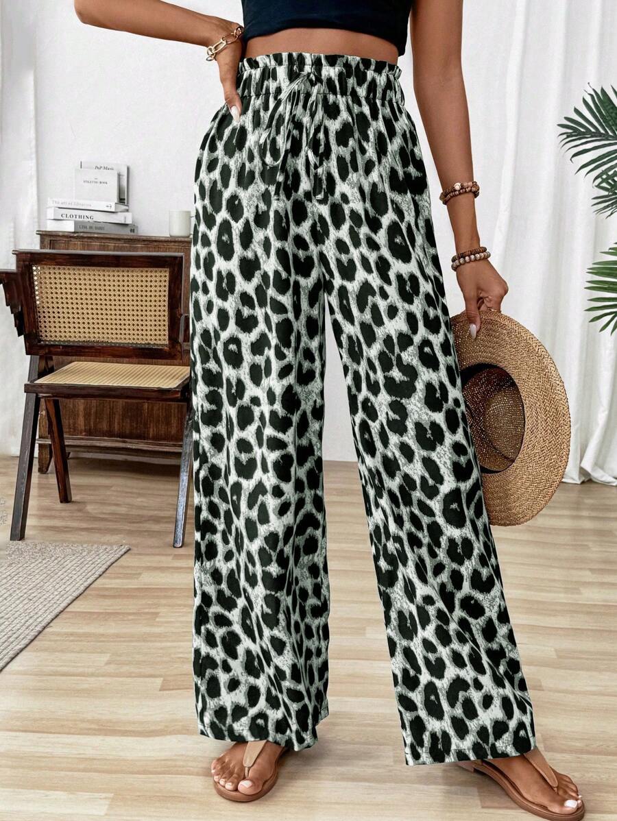 Ženske pantalone sa leopard printom, jesenja tkanina za žene