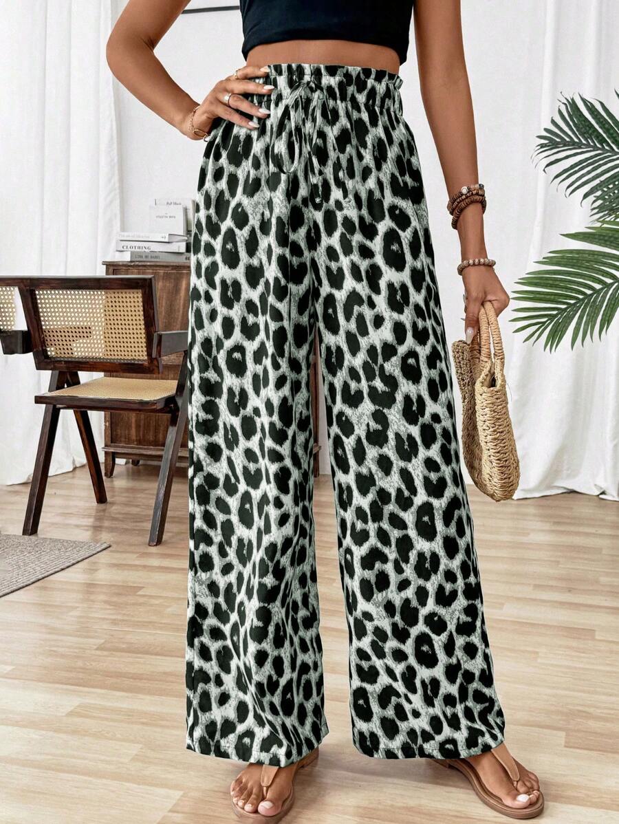 Ženske pantalone sa leopard printom, jesenja tkanina za žene