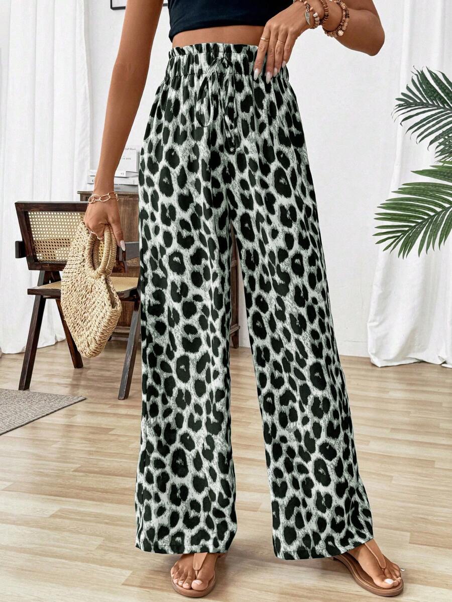 Ženske pantalone sa leopard printom, jesenja tkanina za žene