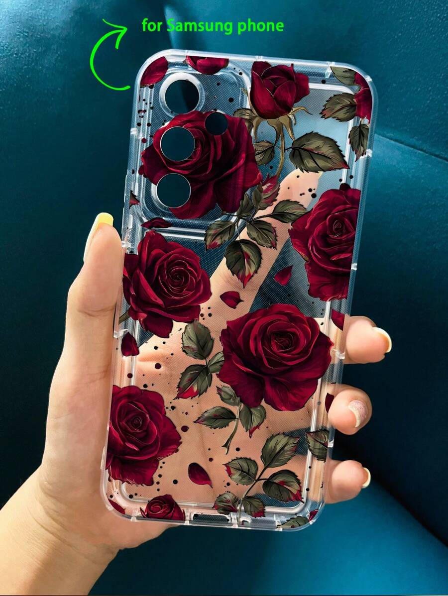 Otporna na udare modna futrola za telefon sa cvetnim elementom, realistični print crvene ruže