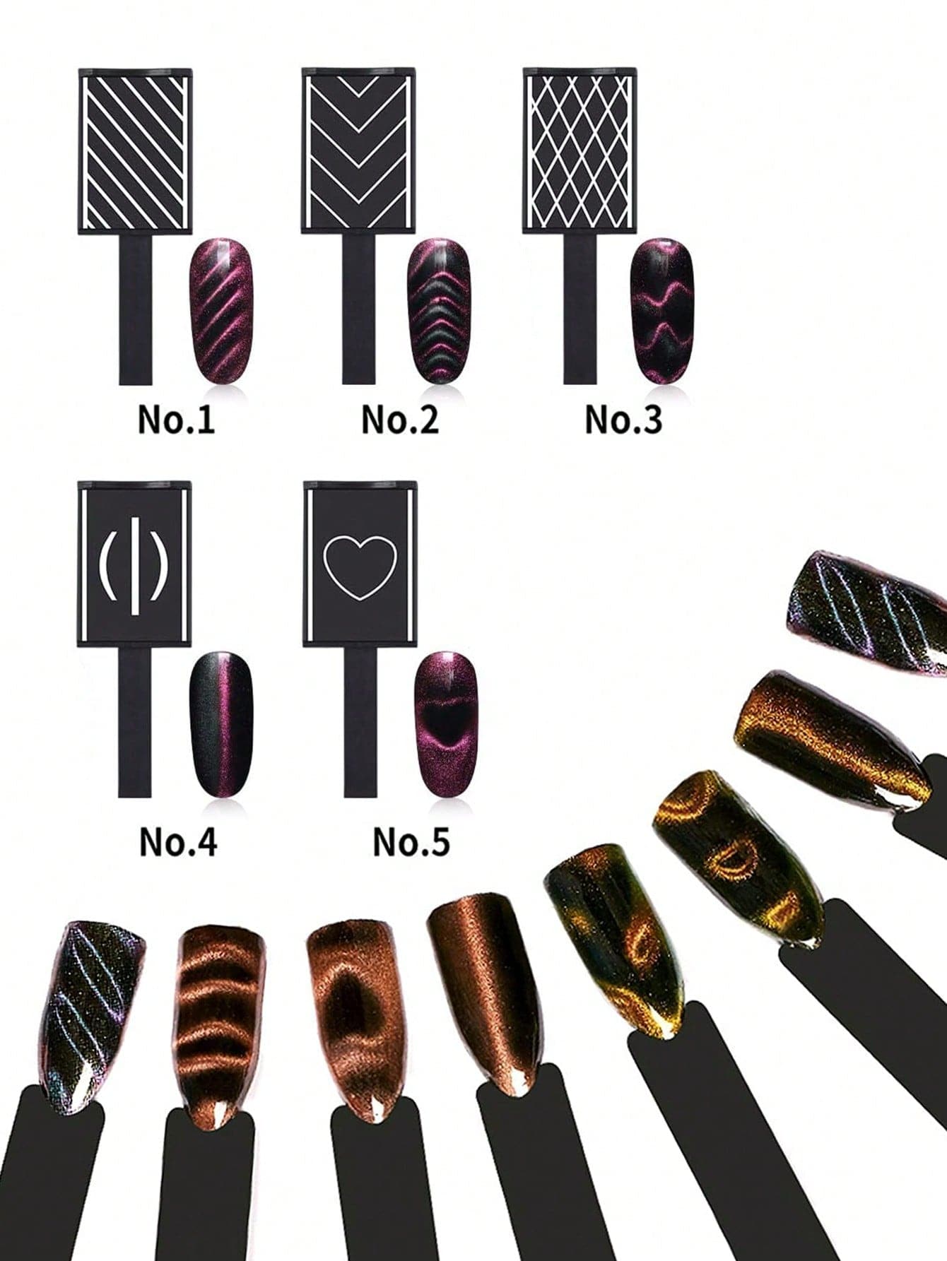 Nailartlab 5 komada Cat Eye multifunkcionalnih magnetnih štapića za nail art