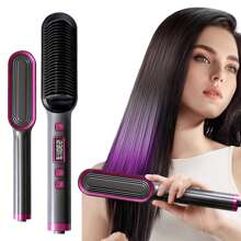 Ceramic Straightening Brush, With LCD Display And Adjustable Temperature, Suitable For All Hair Types, Anti-Scald Teeth Design, Creates Smooth And Frizz-Free Hair - The Perfect Gift For Women