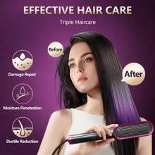 Ceramic Straightening Brush, With LCD Display And Adjustable Temperature, Suitable For All Hair Types, Anti-Scald Teeth Design, Creates Smooth And Frizz-Free Hair - The Perfect Gift For Women