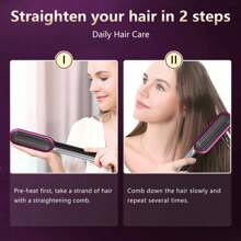 Ceramic Straightening Brush, With LCD Display And Adjustable Temperature, Suitable For All Hair Types, Anti-Scald Teeth Design, Creates Smooth And Frizz-Free Hair - The Perfect Gift For Women