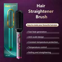 Ceramic Straightening Brush, With LCD Display And Adjustable Temperature, Suitable For All Hair Types, Anti-Scald Teeth Design, Creates Smooth And Frizz-Free Hair - The Perfect Gift For Women