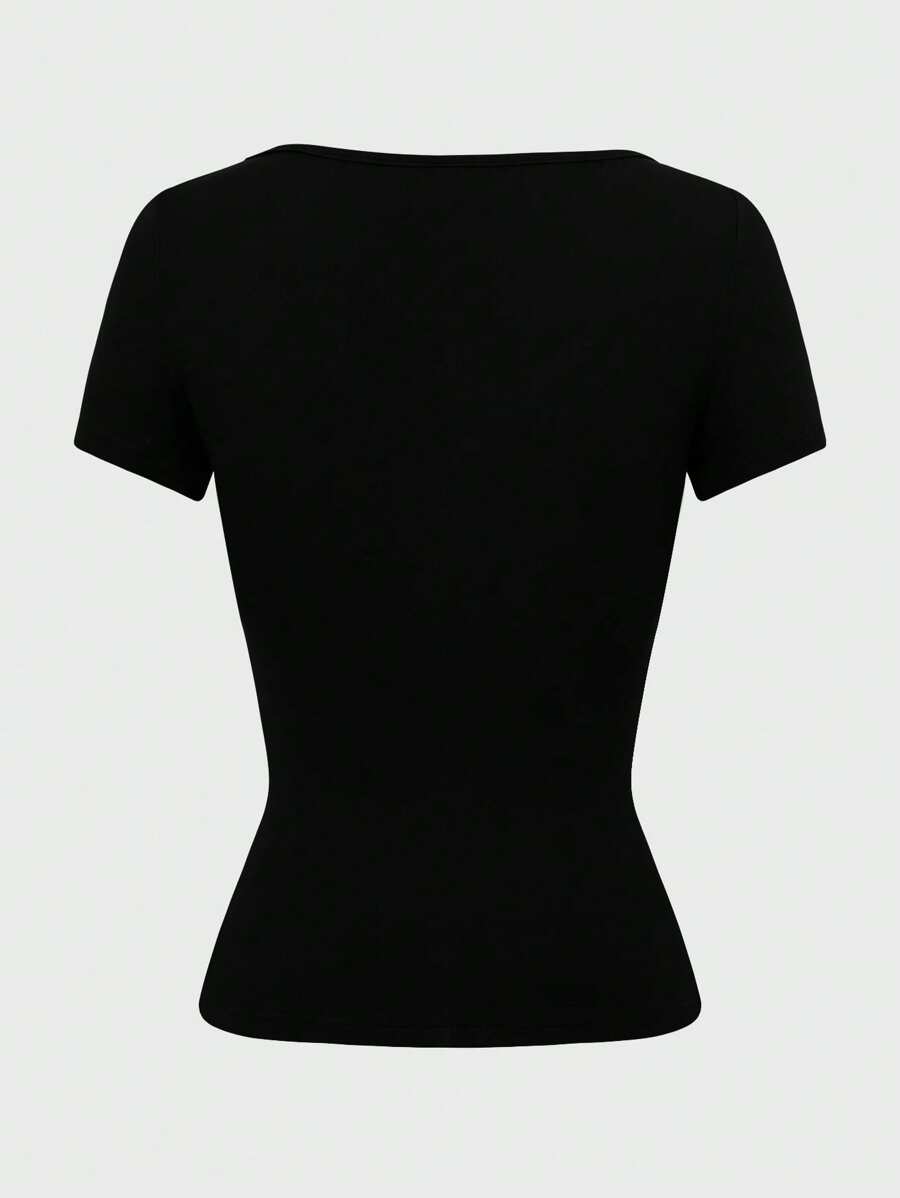 Elegantna Francuska Plisirana Slim-Fit Majica Kratkih Rukava