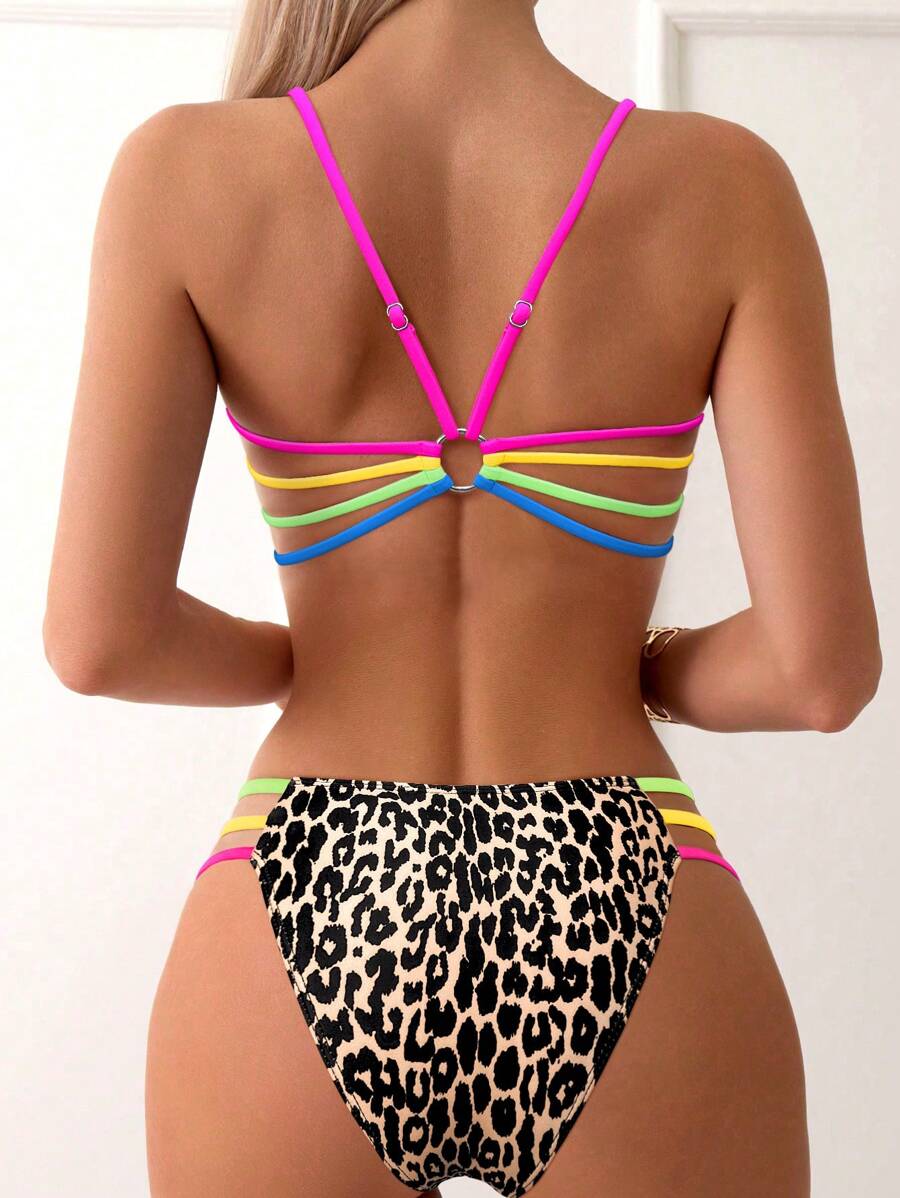 Ženski bikini set sa leopard printom, pogodan za plažu i letovanje