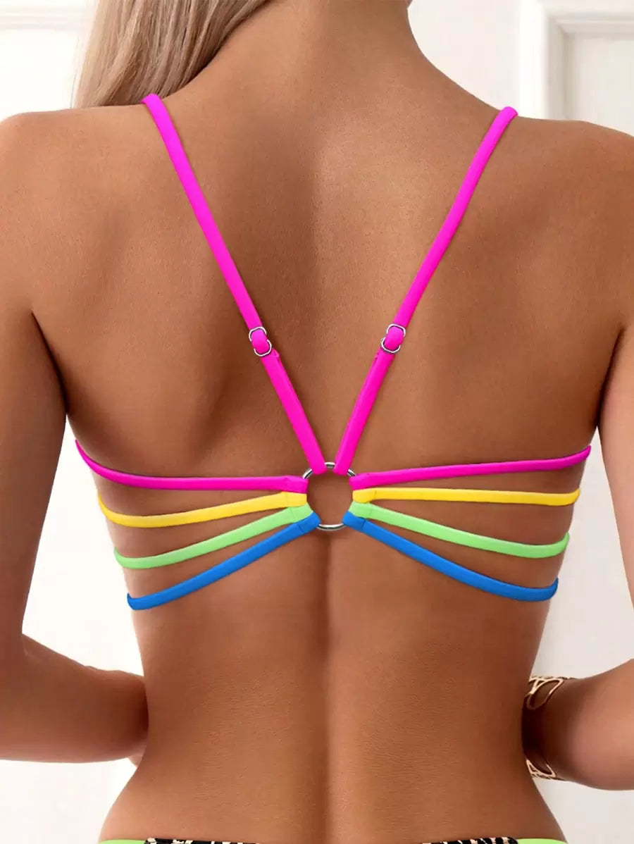 Ženski bikini set sa leopard printom, pogodan za plažu i letovanje