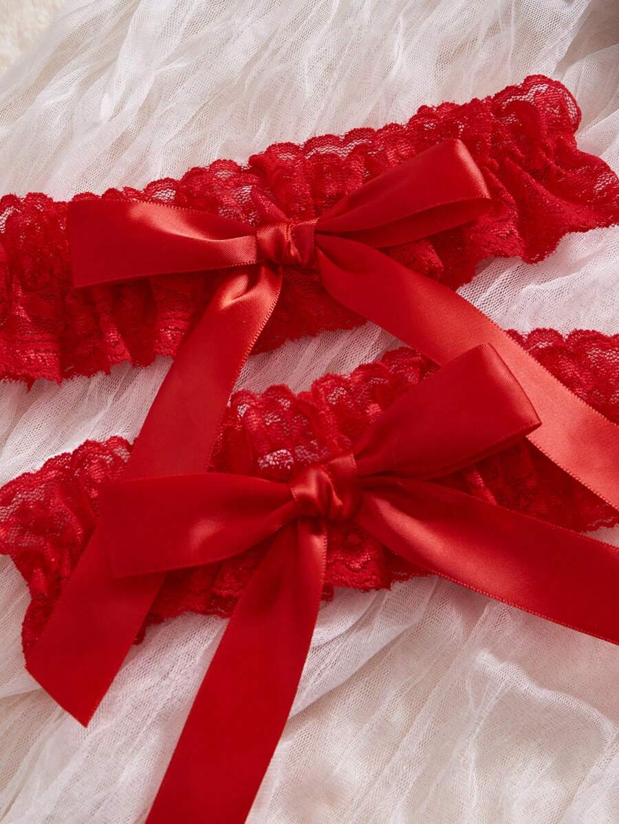 Seksi čipkaste podvezice  sa mašnom dekoracijom