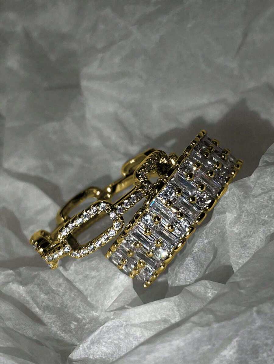 Set od 2 prstena pozlaćenog 18K zlatom sa cirkonom