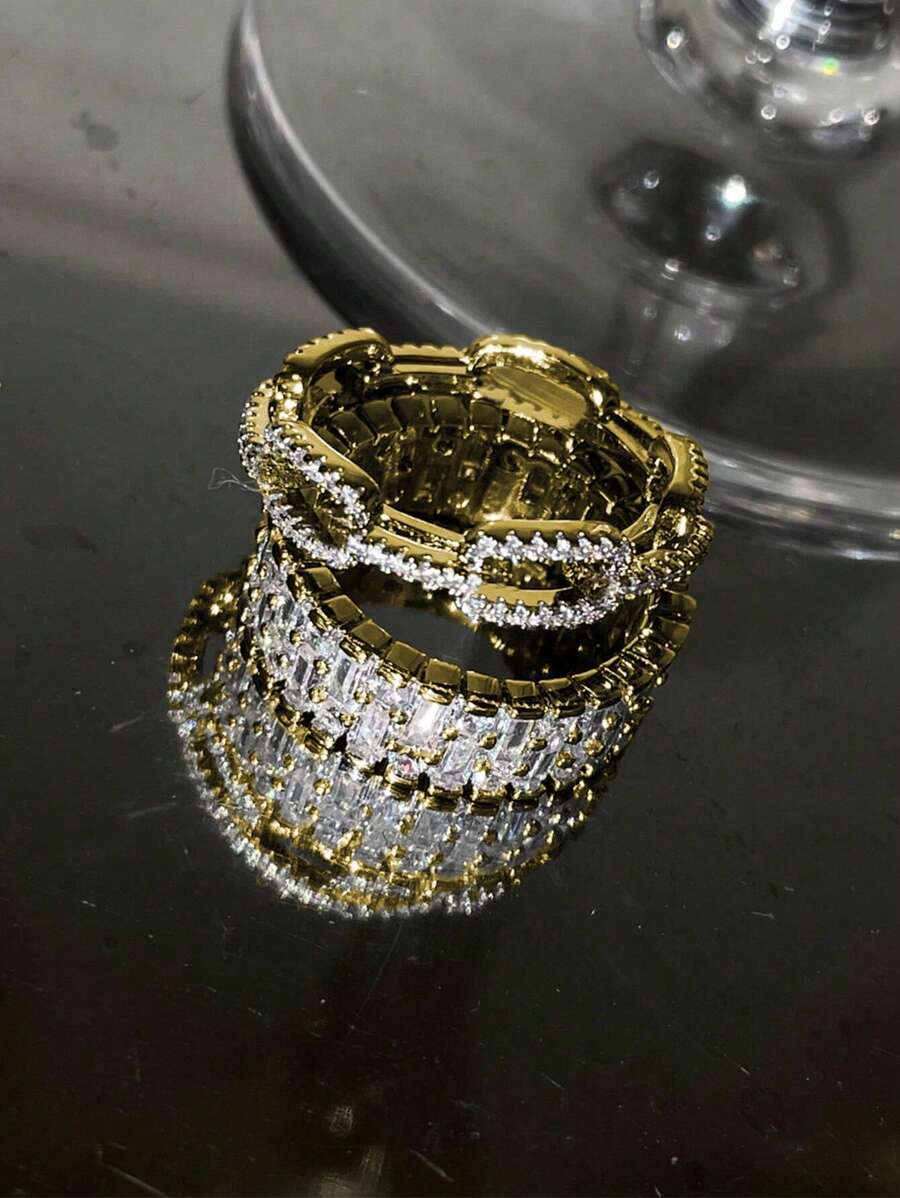 Set od 2 prstena pozlaćenog 18K zlatom sa cirkonom