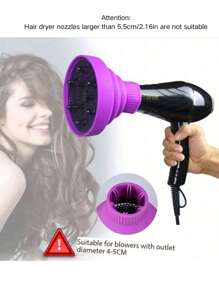 1pc Foldable Silicone Hair Dryer Diffuser Hood, Universal Hair Dryer Cap For Blow Drying And Curling, Hair Styling Tool(The Nozzle Is 1.575-1.968inched(4-5cm))