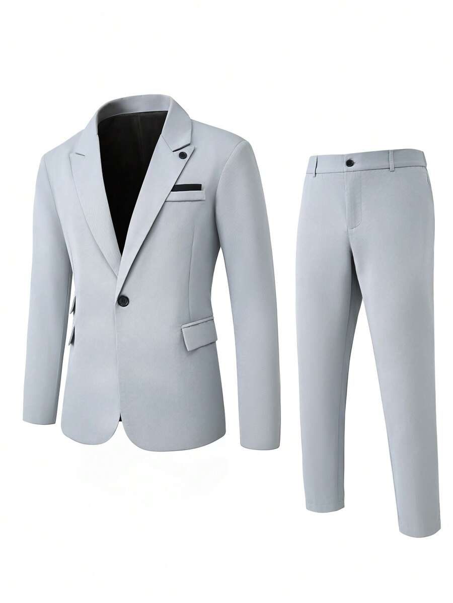 Muški poslovni set sa užim krojem, sako sa špicastim reverima i pantalone