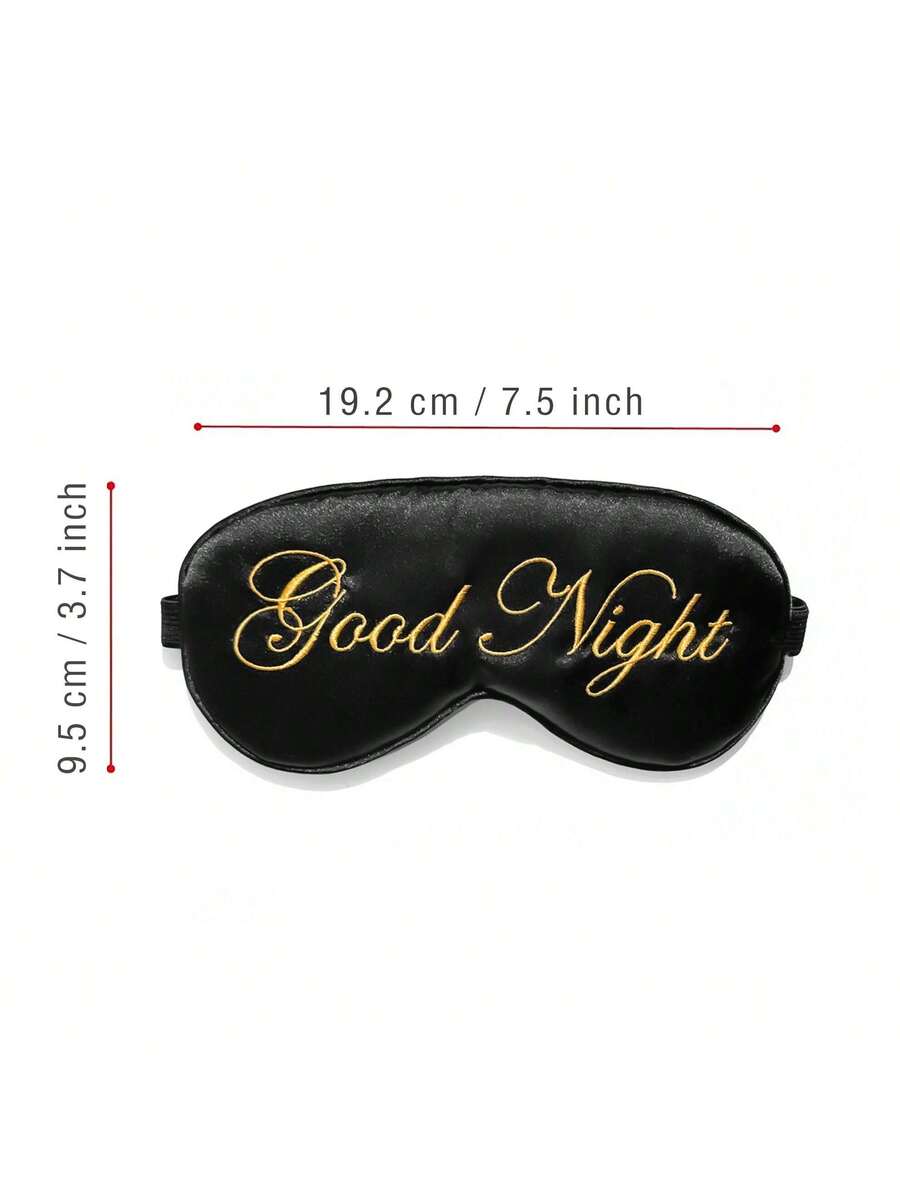 Mekana maska za spavanje od poliesterskog satena sa vezenim logom Good Night