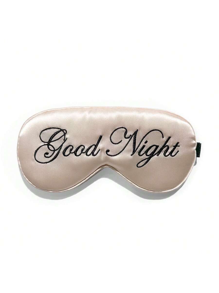 Mekana maska za spavanje od poliesterskog satena sa vezenim logom Good Night
