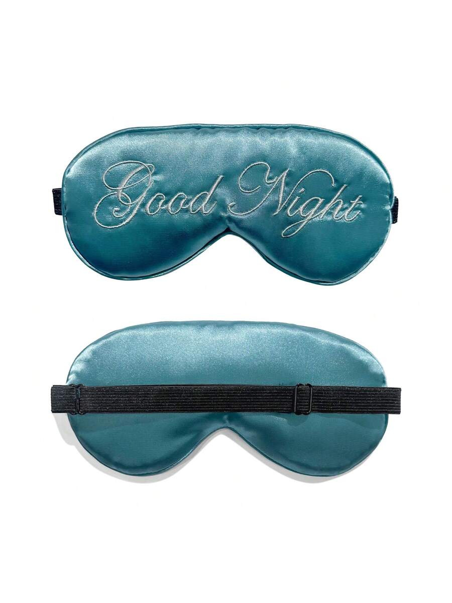 Mekana maska za spavanje od poliesterskog satena sa vezenim logom Good Night