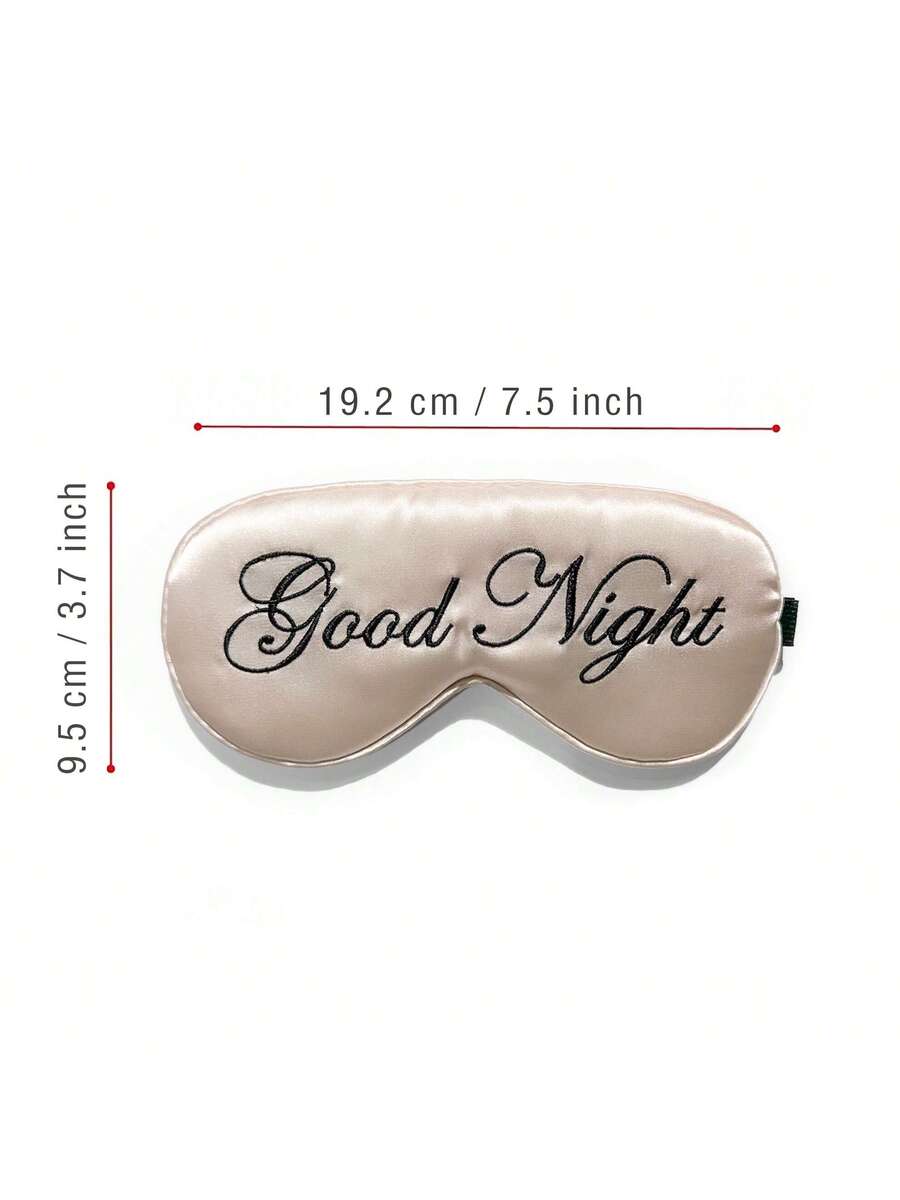 Mekana maska za spavanje od poliesterskog satena sa vezenim logom Good Night