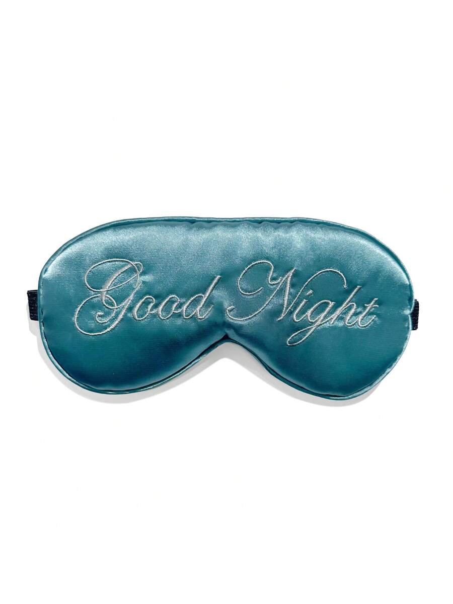 Mekana maska za spavanje od poliesterskog satena sa vezenim logom Good Night