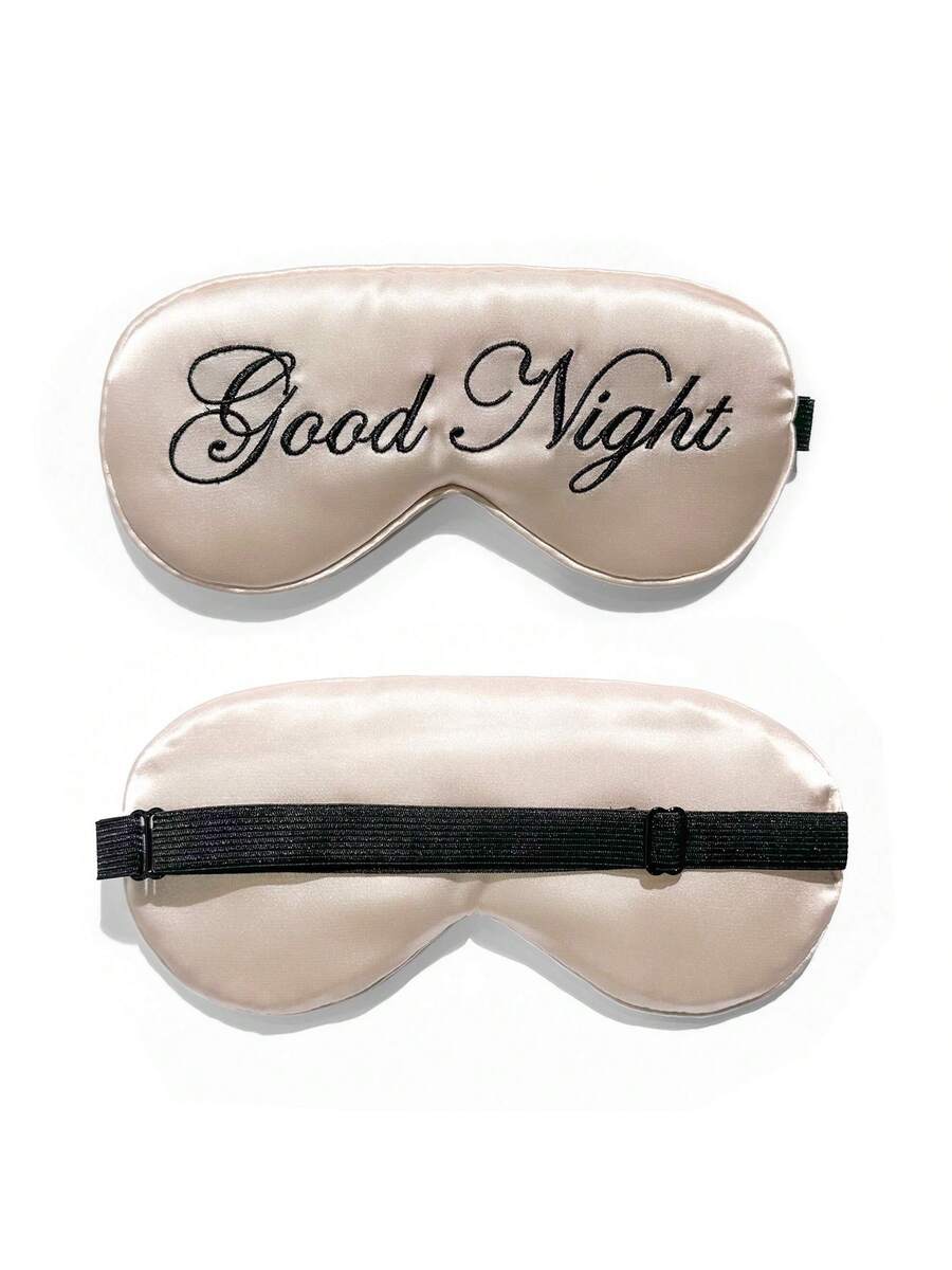 Mekana maska za spavanje od poliesterskog satena sa vezenim logom Good Night