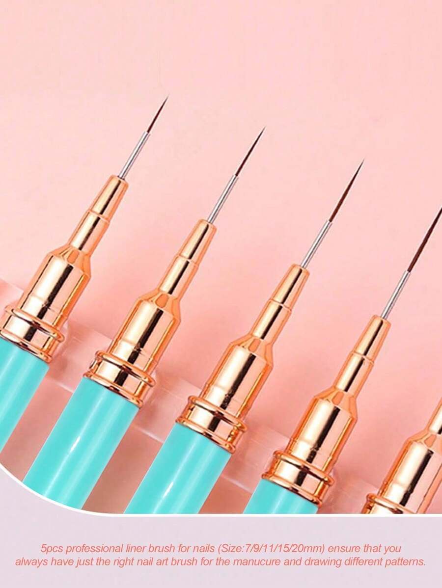 Set od 5 četkica za nail art, tanka četkica