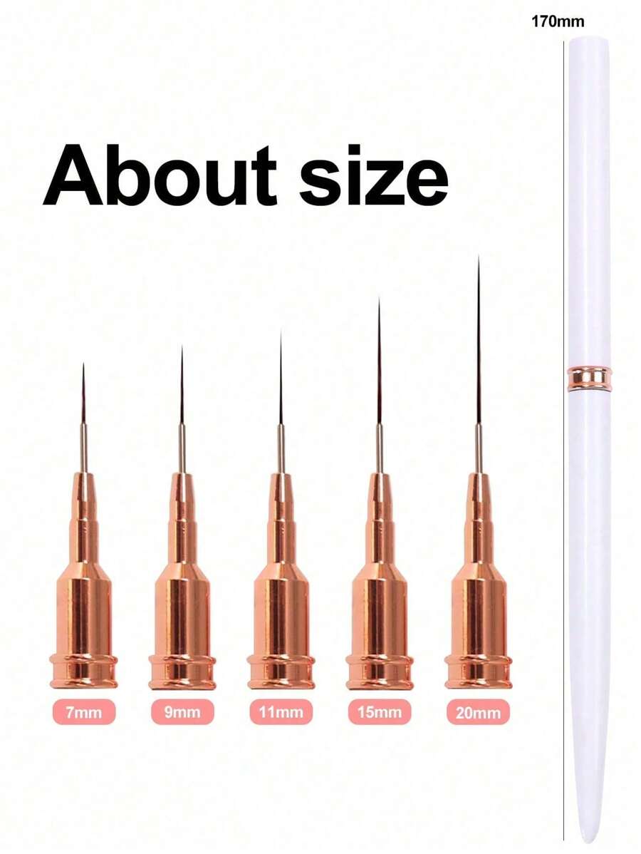 Set od 5 četkica za nail art, tanka četkica