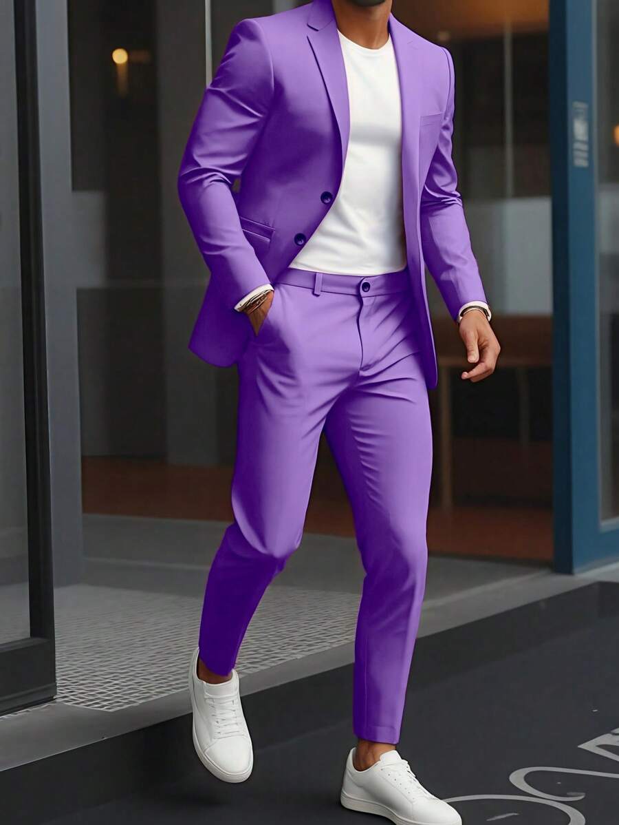 Muški set od sakoa i pantalona, slim fit, klasičan luksuzni stil, formalni, Old Money