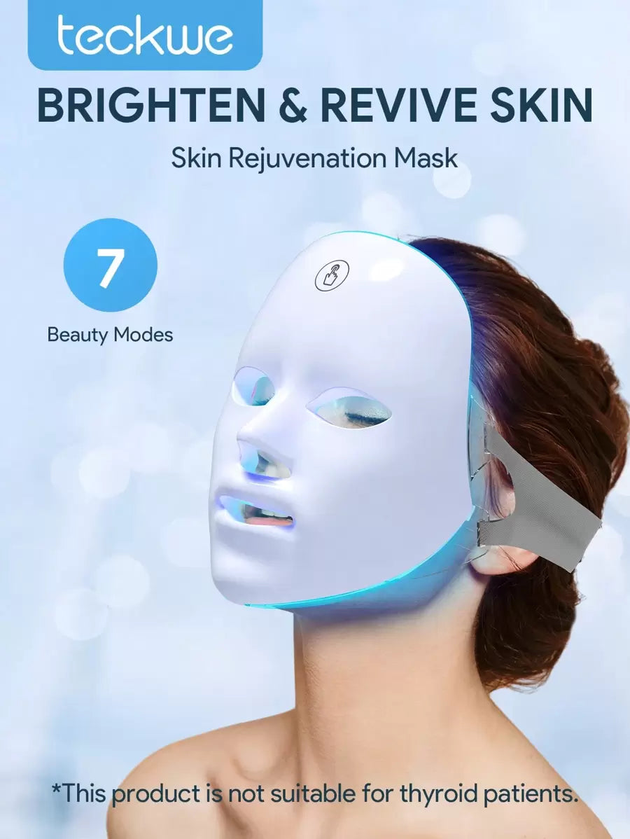 Teckwe LED Face Mask, 7 Colors Light Therapy Mask For Skin Rejuvenation, Brightening & Anti-Aging, At-Home Facial Skin Care Mask