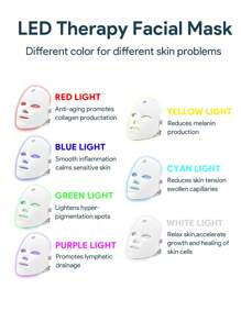 Teckwe LED Face Mask, 7 Colors Light Therapy Mask For Skin Rejuvenation, Brightening & Anti-Aging, At-Home Facial Skin Care Mask