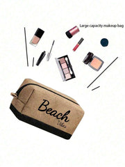 Crno-bež "Beach Please" set od 4 komada sa plažnom torbom