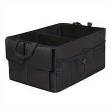 1pc Car Trunk Organizer For SUV Backseat Waterproof Car Storage Organizer Foldable Rear Seat Storage Box With Adjustable Strap Black