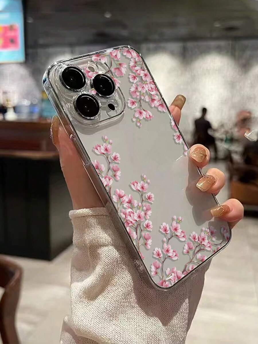 Pink Flower Elements modna zaštitna futrola za telefon, visoko transparentna sa cvetnim i cveta šljive motivima, kompatibilna sa iPhone, Galaxy A50/A12/A32/A52/A72/A51/A21S/A13/A14, 11 Youth Edition/12 Pro/12/12X, Note 11/