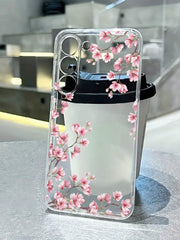 Pink Flower Elements modna zaštitna futrola za telefon, visoko transparentna sa cvetnim i cveta šljive motivima, kompatibilna sa iPhone, Galaxy A50/A12/A32/A52/A72/A51/A21S/A13/A14, 11 Youth Edition/12 Pro/12/12X, Note 11/