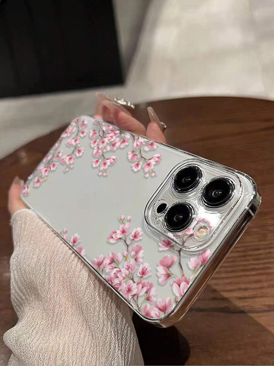 Pink Flower Elements modna zaštitna futrola za telefon, visoko transparentna sa cvetnim i cveta šljive motivima, kompatibilna sa iPhone, Galaxy A50/A12/A32/A52/A72/A51/A21S/A13/A14, 11 Youth Edition/12 Pro/12/12X, Note 11/