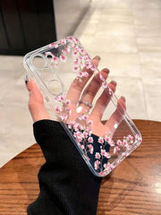 Pink Flower Elements modna zaštitna futrola za telefon, visoko transparentna sa cvetnim i cveta šljive motivima, kompatibilna sa iPhone, Galaxy A50/A12/A32/A52/A72/A51/A21S/A13/A14, 11 Youth Edition/12 Pro/12/12X, Note 11/
