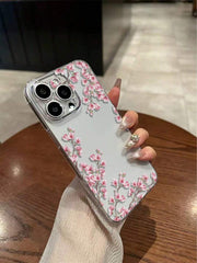 Pink Flower Elements modna zaštitna futrola za telefon, visoko transparentna sa cvetnim i cveta šljive motivima, kompatibilna sa iPhone, Galaxy A50/A12/A32/A52/A72/A51/A21S/A13/A14, 11 Youth Edition/12 Pro/12/12X, Note 11/