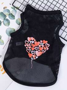 1pc Thin Mesh Pet Vest With Printed Pattern, Breathable And Shedding-Preventive For Cats And Dogs In Summer