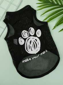 1pc Thin Mesh Pet Vest With Printed Pattern, Breathable And Shedding-Preventive For Cats And Dogs In Summer