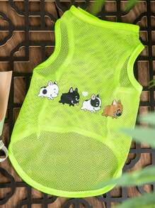 1pc Thin Mesh Pet Vest With Printed Pattern, Breathable And Shedding-Preventive For Cats And Dogs In Summer