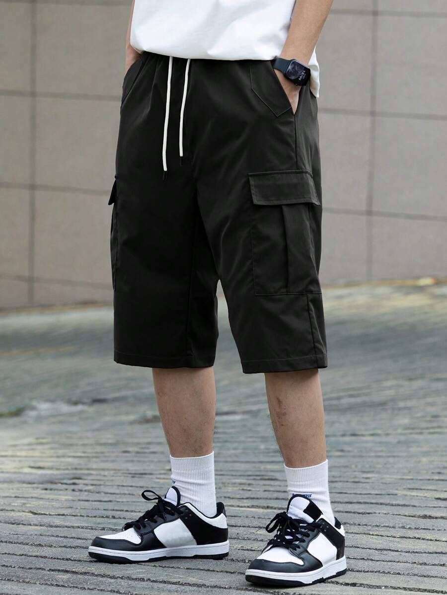 3 kom/set muške ležerne cargo pantalone jednobojne sa pertlom u struku