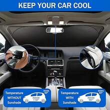 1pc Funny Car Windshield Sunshade, UV Protection, Foldable, 210T Blackout, Full Shade, Keeps Your Vehicle Cool, Suitable For Car Front Windshield