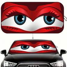 1pc Funny Car Windshield Sunshade, UV Protection, Foldable, 210T Blackout, Full Shade, Keeps Your Vehicle Cool, Suitable For Car Front Windshield