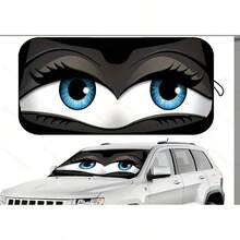1pc Funny Car Windshield Sunshade, UV Protection, Foldable, 210T Blackout, Full Shade, Keeps Your Vehicle Cool, Suitable For Car Front Windshield