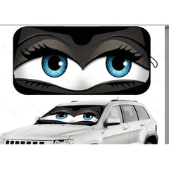 1pc Funny Car Windshield Sunshade, UV Protection, Foldable, 210T Blackout, Full Shade, Keeps Your Vehicle Cool, Suitable For Car Front Windshield