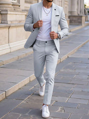 Muški poslovni set sa užim krojem, sako sa špicastim reverima i pantalone