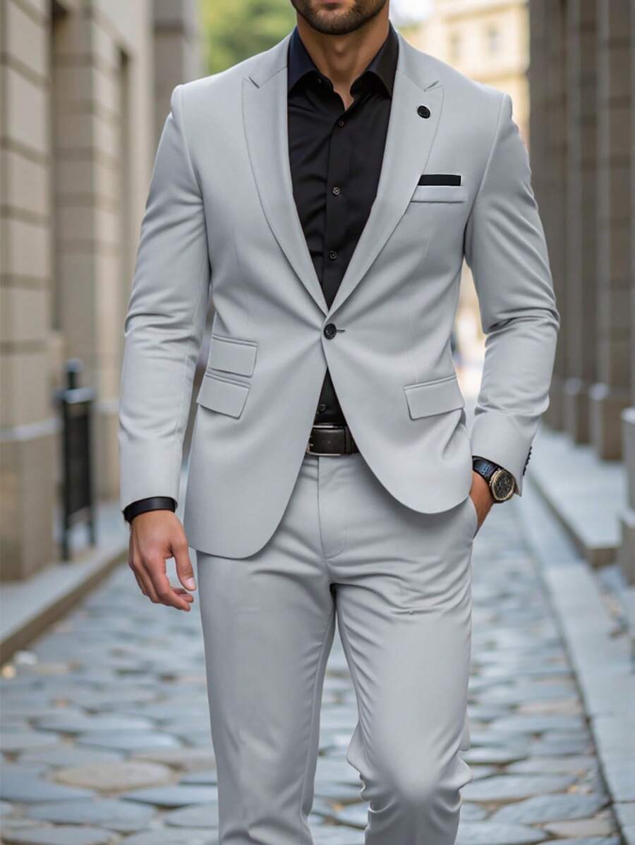 Muški poslovni set sa užim krojem, sako sa špicastim reverima i pantalone