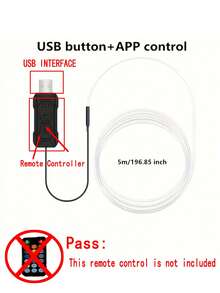196 Inch Car Interior LED Light Strip USB Powered RGB Ambient Light Set, With APP Control Fiber Optic And Music Sync Rhythm, Suitable For Car Doors, Console And Dashboard (Remote Control Not Included)